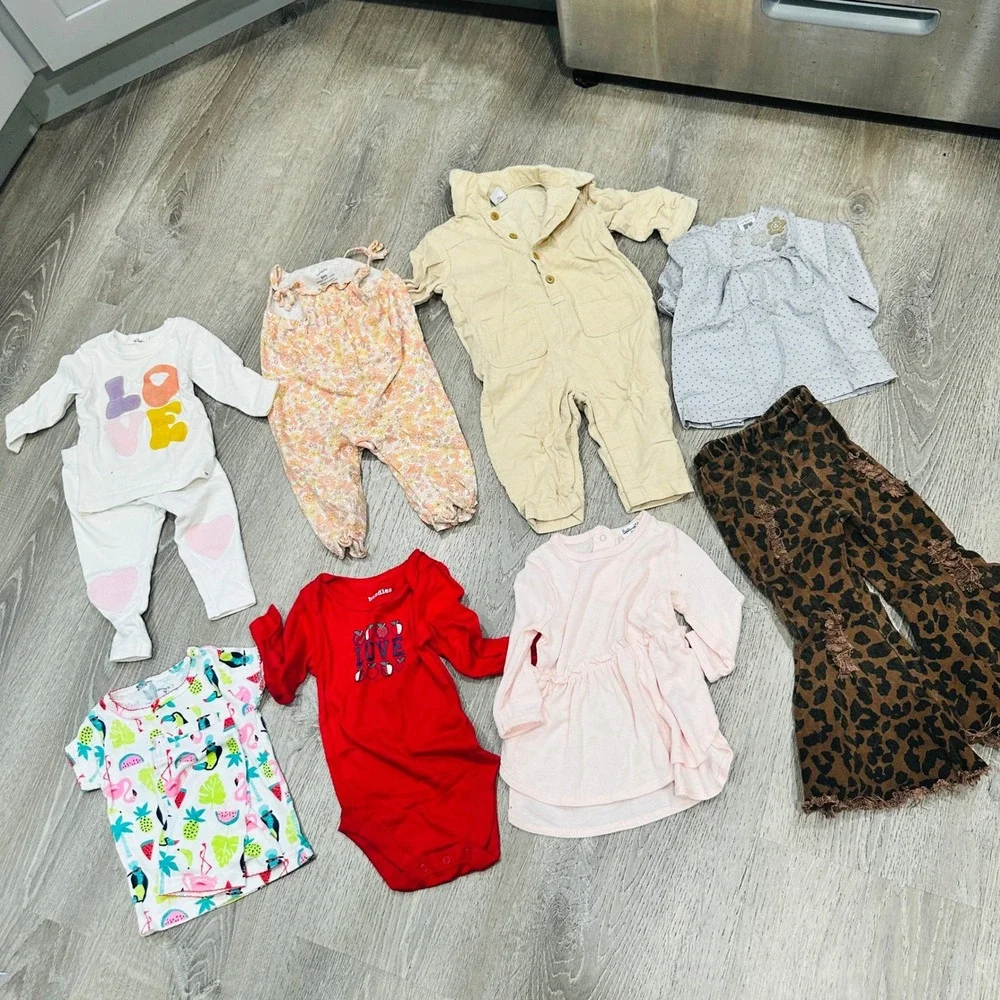 Carters Bundles Baby Girl Clothes Bundle 6-12M Floral Leopard Romper 8pc Lot